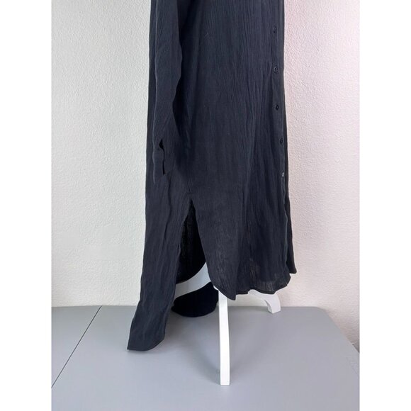 Soft Surroundings women's medium black long sleeve gauzy button up maxi dress - Picture 5 of 8